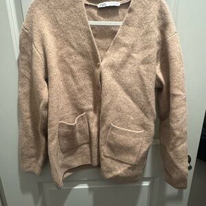 Zara Beige Cardigan Sweater